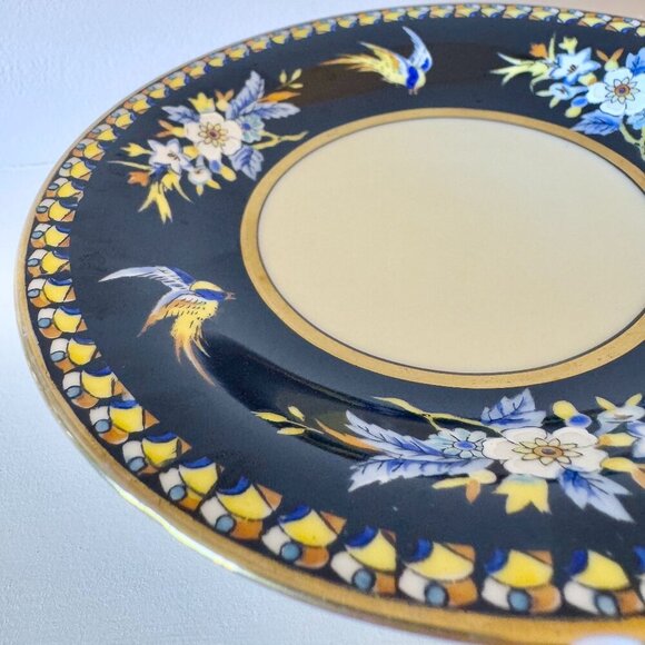 1930s Vintage Noritake Hand Painted Birds Floral Pedestal Dish Bowl - Picture 3 of 14